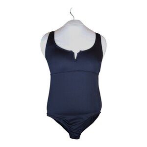 Anne Cole Black One-Piece Swimsuit Medium Adjustable Keyhole Neckline Black